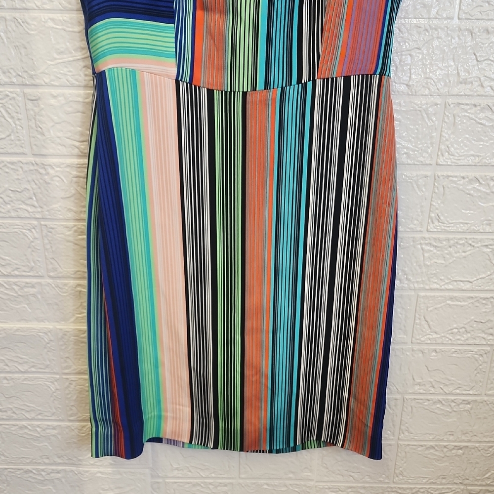 Diane Von Furstenberg Multi-Stripe Short Sleeve Mini Dress - Picture 5 of 10